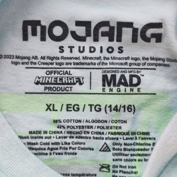 Mojang Minecraft short sleeve T-shirt greenish white boys size XL (14-16) - Picture 5 of 8